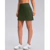 imageWomens Golf Skirts Skort 4 Side Pockets High Waisted Stretchy Tennis Skirt with Short Athletic CasualOlive Green