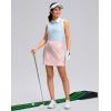imageWomens Golf Skirts Skort 4 Side Pockets High Waisted Stretchy Tennis Skirt with Short Athletic CasualPink Paisley
