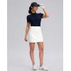 imageWomens Golf Skirts Skort 4 Side Pockets High Waisted Stretchy Tennis Skirt with Short Athletic CasualWhite