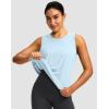 imageWomens Workout Tops Racerback Athletic Tank Tops Sleeveless Loose Fit Yoga Running Gym Shirts for WomenBlue Linen