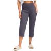imageG Gradual Capri Pants for Women High Waist Workout Yoga Pants with Pockets Tummy Control Leggings Crop StraightPurple