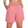 imageG Gradual Womens 7quot Quick Dry Swim Board Shorts Swimming Bottoms High Waisted Beach Shorts for Women with Liner PocketsHyper Pink