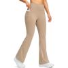imageG Gradual Womens Fleece Lined Pants High Waist Winter Thermal Warm Flare Leggings Hiking Yoga Pants Women with PocketsCocoa Creme
