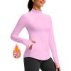 imageThermal Shirts for Women Long Sleeve Mock Neck Fleece Tops Running Workout Cold Weather Gear with Zip PocketPink