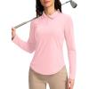 imageWomens Golf Shirts Lightweight UPF 50 Long Sleeve Shirts UV Protection Quick Dry Cool Polo Shirts for Women Work OutdoorPink