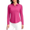 imageWomens Golf Shirts Lightweight UPF 50 Long Sleeve Shirts UV Protection Quick Dry Cool Polo Shirts for Women Work OutdoorRose