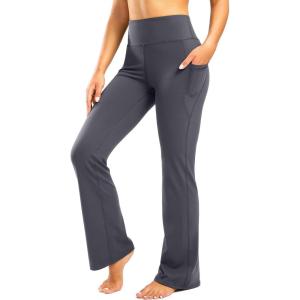 image28quot30quot32quot34quot Inseam Womens Bootcut Yoga Pants Long Bootleg HighWaisted Flare Pants with PocketsGrey