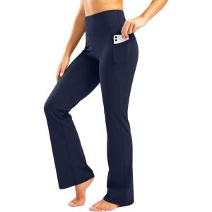 image28quot30quot32quot34quot Inseam Womens Bootcut Yoga Pants Long Bootleg HighWaisted Flare Pants with PocketsNavy