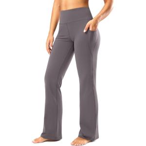 image28quot30quot32quot34quot Inseam Womens Bootcut Yoga Pants Long Bootleg HighWaisted Flare Pants with PocketsTaupe