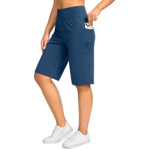 imageG Gradual Bermuda Shorts for Women with Pockets 12quot Knee Length Womens High Waisted Stretch Long Shorts Walking CasualBlue