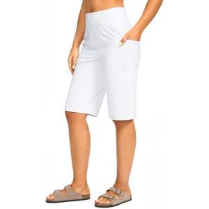 imageG Gradual Bermuda Shorts for Women with Pockets 12quot Knee Length Womens High Waisted Stretch Long Shorts Walking CasualCwhite