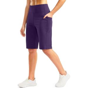 imageG Gradual Bermuda Shorts for Women with Pockets 12quot Knee Length Womens High Waisted Stretch Long Shorts Walking CasualDark Purple