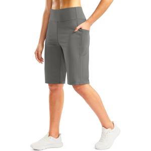 imageG Gradual Bermuda Shorts for Women with Pockets 12quot Knee Length Womens High Waisted Stretch Long Shorts Walking CasualGrey