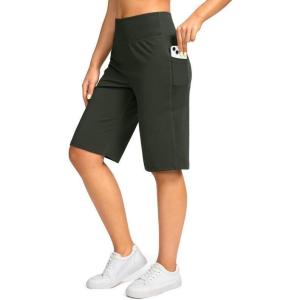imageG Gradual Bermuda Shorts for Women with Pockets 12quot Knee Length Womens High Waisted Stretch Long Shorts Walking CasualOlive