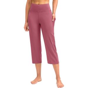 imageG Gradual Capri Pants for Women High Waist Workout Yoga Pants with Pockets Tummy Control Leggings Crop StraightBriar Rose