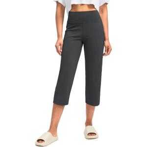 imageG Gradual Capri Pants for Women High Waist Workout Yoga Pants with Pockets Tummy Control Leggings Crop StraightDark Grey