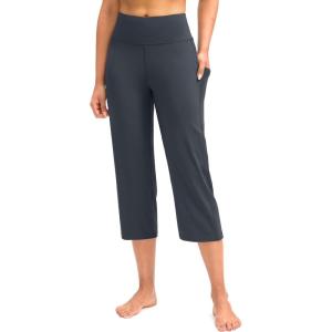 imageG Gradual Capri Pants for Women High Waist Workout Yoga Pants with Pockets Tummy Control Leggings Crop StraightDusty Blue
