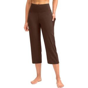 imageG Gradual Capri Pants for Women High Waist Workout Yoga Pants with Pockets Tummy Control Leggings Crop StraightEspresso