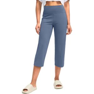 imageG Gradual Capri Pants for Women High Waist Workout Yoga Pants with Pockets Tummy Control Leggings Crop StraightGrey Blue