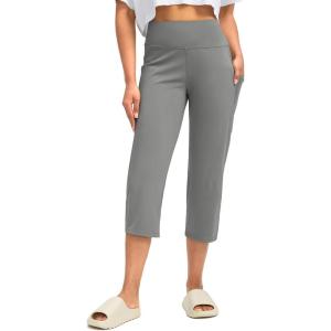 imageG Gradual Capri Pants for Women High Waist Workout Yoga Pants with Pockets Tummy Control Leggings Crop StraightLight Grey