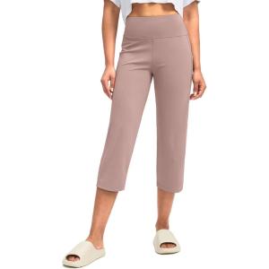 imageG Gradual Capri Pants for Women High Waist Workout Yoga Pants with Pockets Tummy Control Leggings Crop StraightMauve Pink