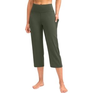imageG Gradual Capri Pants for Women High Waist Workout Yoga Pants with Pockets Tummy Control Leggings Crop StraightSage