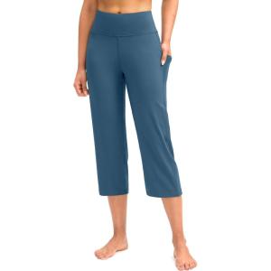 imageG Gradual Capri Pants for Women High Waist Workout Yoga Pants with Pockets Tummy Control Leggings Crop StraightStone Blue