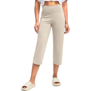imageG Gradual Capri Pants for Women High Waist Workout Yoga Pants with Pockets Tummy Control Leggings Crop StraightTaupe