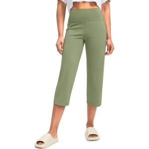 imageG Gradual Capri Pants for Women High Waist Workout Yoga Pants with Pockets Tummy Control Leggings Crop StraightVibrant Green