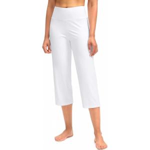 imageG Gradual Capri Pants for Women High Waist Workout Yoga Pants with Pockets Tummy Control Leggings Crop StraightWhite