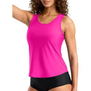 imageG Gradual Tankini Tops for Women High Neck Swimsuits Swim Top Modest Bathing Suit Swimwear Tank Top only No BottomHot Pink