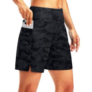 imageG Gradual Womens 7quot Long Swim Board Shorts High Waisted Quick Dry Beach Swimming Shorts for Women with Liner PocketsGrey Camo