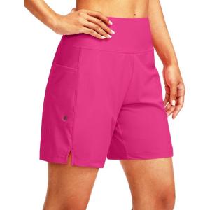 imageG Gradual Womens 7quot Long Swim Board Shorts High Waisted Quick Dry Beach Swimming Shorts for Women with Liner PocketsRosy