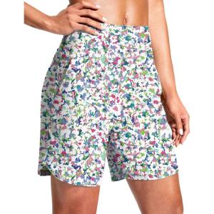 imageG Gradual Womens 7quot Quick Dry Swim Board Shorts Swimming Bottoms High Waisted Beach Shorts for Women with Liner PocketsBoho Flower