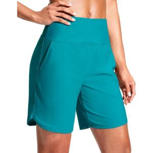imageG Gradual Womens 7quot Quick Dry Swim Board Shorts Swimming Bottoms High Waisted Beach Shorts for Women with Liner PocketsLake Green