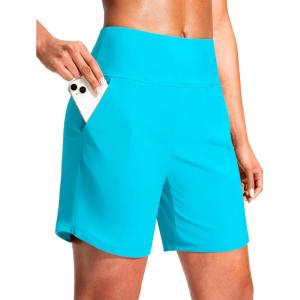 imageG Gradual Womens 7quot Quick Dry Swim Board Shorts Swimming Bottoms High Waisted Beach Shorts for Women with Liner PocketsSky Blue