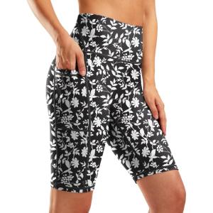 imageG Gradual Womens 9quot High Waisted Swim Board Shorts Tummy Control Swimsuit Bottoms for Women with Liner PocketsWhite Flower