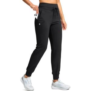 imageG Gradual Womens Fleece Lined Joggers 28quot30quot32quot High Waisted Sweatpants Water Resistant Thermal Warm Pants Zipper PocketsBlack
