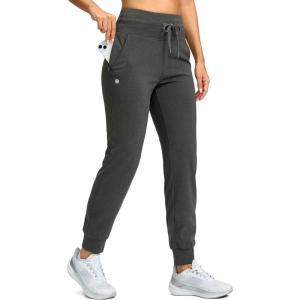 imageG Gradual Womens Fleece Lined Joggers 28quot30quot32quot High Waisted Sweatpants Water Resistant Thermal Warm Pants Zipper PocketsCharcoal