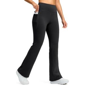 imageG Gradual Womens Fleece Lined Pants High Waist Winter Thermal Warm Flare Leggings Hiking Yoga Pants Women with PocketsBlack