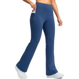 imageG Gradual Womens Fleece Lined Pants High Waist Winter Thermal Warm Flare Leggings Hiking Yoga Pants Women with PocketsBlue