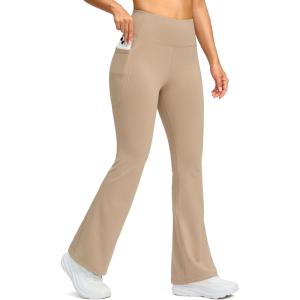 imageG Gradual Womens Fleece Lined Pants High Waist Winter Thermal Warm Flare Leggings Hiking Yoga Pants Women with PocketsCocoa Creme