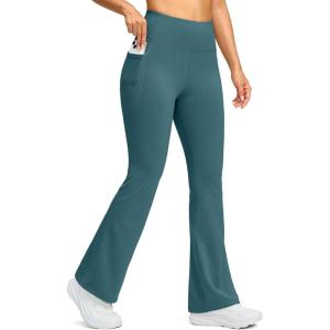 imageG Gradual Womens Fleece Lined Pants High Waist Winter Thermal Warm Flare Leggings Hiking Yoga Pants Women with PocketsMisty Cyan Blue