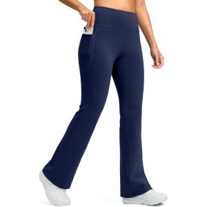 imageG Gradual Womens Fleece Lined Pants High Waist Winter Thermal Warm Flare Leggings Hiking Yoga Pants Women with PocketsNavy