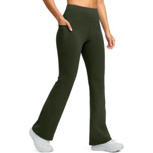 imageG Gradual Womens Fleece Lined Pants High Waist Winter Thermal Warm Flare Leggings Hiking Yoga Pants Women with PocketsOlive