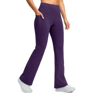 imageG Gradual Womens Fleece Lined Pants High Waist Winter Thermal Warm Flare Leggings Hiking Yoga Pants Women with PocketsPurple