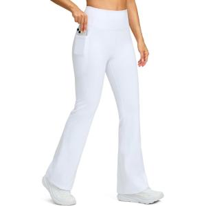 imageG Gradual Womens Fleece Lined Pants High Waist Winter Thermal Warm Flare Leggings Hiking Yoga Pants Women with PocketsWhite