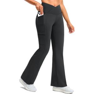imageG Gradual Womens Fleece Lined Pants Water Resistant Winter Thermal Flare Leggings Hiking Snow Pants for Women 4 PocketsDark Gray