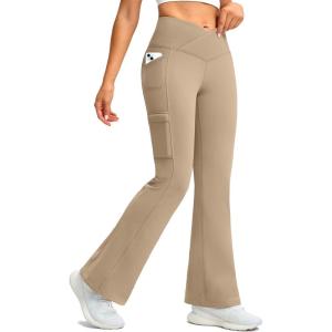 imageG Gradual Womens Fleece Lined Pants Water Resistant Winter Thermal Flare Leggings Hiking Snow Pants for Women 4 PocketsKhaki