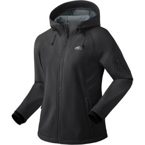 imageG Gradual Womens Fleece Lined Softshell Jacket Windproof Warm Light Waterproof Hooded Jacket for Women WinterFallSpringBlack